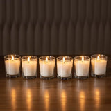 Housecret 48 Pack Warm White Unscented Clear Glass Filled Votive Candles. Hand Poured Wax Candle Ideal Gifts for Aromatherapy Spa Weddings Birthdays Holidays Party