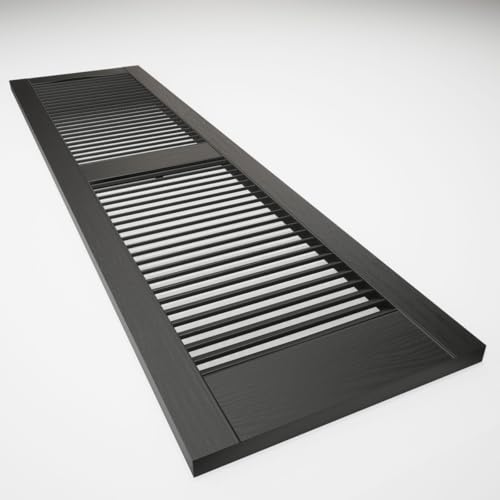 Ekena Millwork Lifetime Vinyl LL1S14X05500BL Standard Cathedral Top Center Mullion, Open Louver Vinyl Shutters, w/Installation Shutter-Lok's & Matching Screws (Per Pair), 14 1/2"W x 55"H, Black