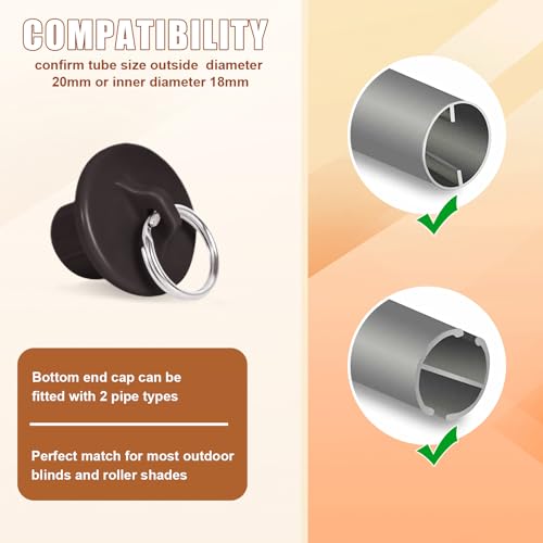 Coolaroo Replacement Parts Roller Shade Hardware Bungee Kit and End Cap Tie Downs for Coolaroo Outdoor Roller Shade (2, Brown)
