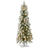 National Tree Company 3 ft Pre-Lit Flocked Downswept Forestree Mini Artificial Christmas Tree,50 Clear Lights, 198 Tips, Metal Plate Base, Green