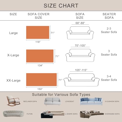 ROOMLIFE Thicked Striped Couch Cover with Tassel Blue Chenille Sofa Cover Blanket for Sectional Sofa, Soft Sofa Slipcovers for L Shaped Love Seat 2-3 Cushion Couch Anti Slip Sofa Protector, 71"x118"