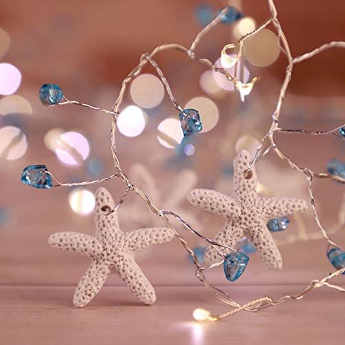 Impress Life Starfish Diamond String Lights, 10FT 40 LED Battery USB Operated with Remote Control for Nautical Beach Themed Christmas Decoration Wedding Party Decorating
