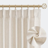 Aersas Linen Pinch Pleated Curtains 84 Inch Length 2 Panels Set for Living Room Cream Semi Sheer Window Curtain for Bedroom Boho Farmhouse Neutral Back Tab Drape Decor with Hooks, Natural Beige Ivory