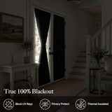 RYB HOME 100% Blackout French Door Curtain for Door Window with Dual Rod Pocket No Coating - Privacy Assured Thermal Insulated Room Darkening Drapes for Sidelight Window, W 26 x L 72, 1 Panel, Black