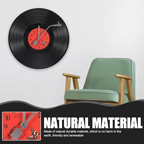 Musical Black Vinyl Record Wall Clock Battery Operated Music Room Decor Decoration Art Hanging Clocks- 11.81inch
