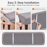 WOMACO Dining Bench Covers, Stretch Jacquard Removable Bench Slipcover, Dustproof Washable Seat Cushion Protector for Dining Room, Bedroom, Banquet (Dark Gray, Large)