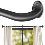 Wrap Around Black Curtain Rod for Windows 48-84 Inch, 1 Inch Heavy Duty Blackout Curtain Rod 34-95 Inches, Adjustable Curved Metal Drapery Rod, Matte Black