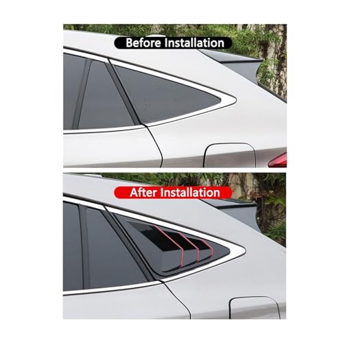 Compatible For Toyota Harrier Venza 2022 Car Rear Side Window Triangle Shutter Cover Trims Louver Decorative Sticker ABS Exterior Accessory(GlossyBlack Red Edge)