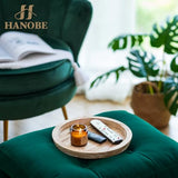 Hanobe Wooden Decortaive Coffee Table Tray, Round Candle Holder Centerpiece