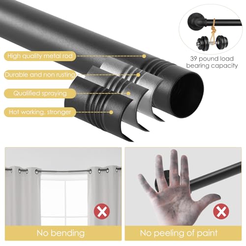 Industrial Adjustable Blackout Curtain Rod 72-144 Inch - Heavy Duty Wrap Around Rod for Windows, Indoor/Outdoor Room Divider Drapery