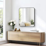 KOCUUY 30x36 Inch Rectangle Bathroom Mirror with Black Metal Frame,Modern Design of Wall Mounted Upgraded Shatterproof Glass, Rounded Corners for Bedroom, Living Room, Entryway