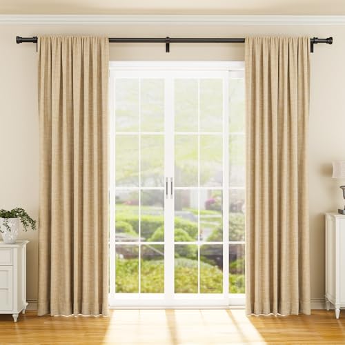 YaFex Curtain Rods 32-144 Inch, Heavy Duty 1 Inch Adjustable Curtain Rod for Windows, Black Extra Long Window Treatment Rods, Modern Design, Easy Installation