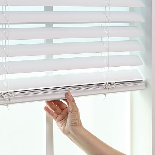 DEZ FURNISHINGS 2" Cordless Flat Slat Venetian Blind, 46" W x 48" H, White