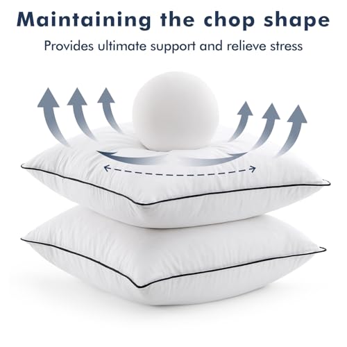 MIULEE Goose Feather Down 20x20 Pillow Insert Set of 2 with 100% Down-Proof Cotton Cover, Soft Fluffy Decorative Pillow for Sofa Bed Couch Living Room White