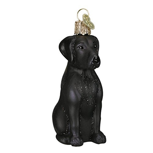 Old World Christmas Black Labrador Dog Collection Glass Blown Ornaments for Christmas Tree 3.75 x 1.5