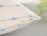 NUYECY Set of 2 Boho Throw Pillow Covers 18x18,Light Blue and White Neutral Couch Pillow Case with Tassel Fringe Decorative,Modern Accent Farmhouse Cushion Covers for Sofa Couch Bed Living Room