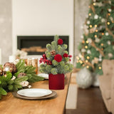 Small Christmas Tree, 12Inch Artificial Burgundy Velvet Ball Berry Mini Tabletop Christmas Decorations, for Home Party Thankgivings Xmas Indoor Decor.
