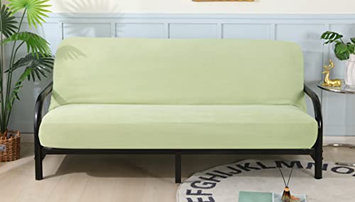 OctoRose 3 Side Zipper Classic Soft Micro Suede Futon Cover/Slipcover/Sofa DayBed Mattress Cover Couch Protector (Cover ONLY) (Light Pastel Green, Full Size)