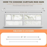 White Long Curtain Rod for Windows 66 to 120 Inch, Splicing 5/8" Heavy Duty Curtain Rod for Outdoor Patio, Sliding Glass Door, Adjustable Drapery Rod Set with Brackets, Matte White