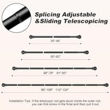 Black Curtain Rods for Windows 35"- 46", Decorative Drapery Rod Adjustable by Splicing, 5/8 inch Small Curtain Rod for Bedroom, Living Room, Kitchen and Outdoors