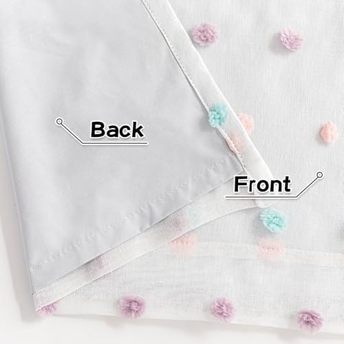 MYSKY HOME Kids Blackout Curtains for Boys Bedroom 84 Inch Long 100% Light Blocking Cute Curtains for Playing Room 2 Panels Grommet Nursery Drapes with Rainbow Pom Pom Sheer 2 Layered 52W x 84L