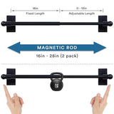 H.VERSAILTEX 2 PACK Magnetic Curtain Rods for Metal Doors, 16 to 28 Inch, 1/2 Inch Diameter, Multi-Use Adjustable Appliances for French Doors Magnetic Cafe Curtain Rod(Black)