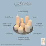 Stonebriar 3 Pack Tall 3 x 6 Inch 65 Hour Long Burning Unscented White Wax Pillar Candles