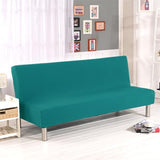 Stretch Futon Cover Armless Sofa Slipcover Foldable Sofa Bed Covers with Elastic Band, Machine Washable (Peacock Blue)