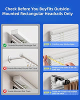 Over-Blinds Curtain Rod Brackets for Outside-Mounted Blinds, Blinds Curtain Rod Brackets for 1.3–2” Rectangular Headrails, Tool-Free No-Drill Installation for Apartments, Rentals Set of 2 (Black)
