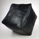 Handmade Moroccan Square Leather Pouf – Delivered Unstuffed – Ottoman, Footstool, Footrest, Hassock, Floor Cushion – Versatile Artisan Accent (Oiled Black)