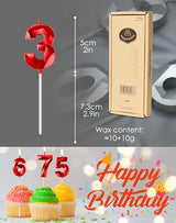 Red Birthday Candles for Cake, Number 10 Candle for 10th Birthday Decorations, 3D Design Cake Topper Decorations for Boy Girl Women Men Birthday Theme Party Anniversary Celebration Supplies