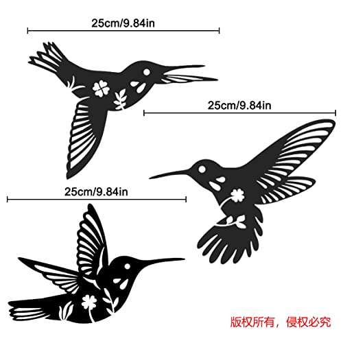 Daogtc Metal Hummingbird Wall Art Decor-Black Metal Wall Art,Bird Wall Sculpture for Home Kitchen Patio Bedroom Living Room Bathroom(3 Pack)