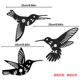 Daogtc Metal Hummingbird Wall Art Decor-Black Metal Wall Art,Bird Wall Sculpture for Home Kitchen Patio Bedroom Living Room Bathroom(3 Pack)