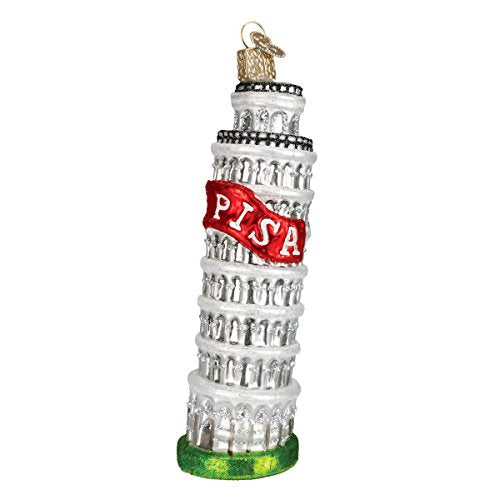 Old World Christmas Leaning Tower of Pisa Glass Blown Ornament for Christmas Tree, Handcrafted Holiday Decoration, Landmark Collection