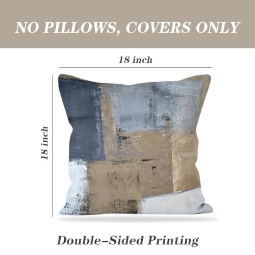 Throw Pillow Covers for Couch, 18x18 Inch, 2 Pack, Brown Grey