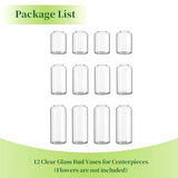 Glass Bud Vases for Flowers - Hewory Blown Modern Small Glass Vases for Centerpieces Set of 12, Mini Clear Bulk Flower Vases for Wedding Party Events Home Decor Floral Arrangement (Not Include Flower)