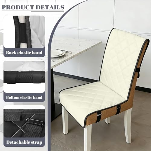 Beige Chair Cover Dining Room Seat Covers Waterproof Chair Cushion with Straps 18.5x58.2 Inch Versatile Washable Soft Protectors for Armless Dining Chairs Set of 1