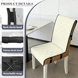 Beige Chair Cover Dining Room Seat Covers Waterproof Chair Cushion with Straps 18.5x58.2 Inch Versatile Washable Soft Protectors for Armless Dining Chairs Set of 1