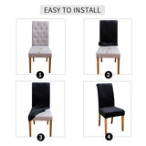 FORCHEER Velvet Dining Room Chair Covers Set of 6 Black Stretch Kitchen Chair Slipcovers Washable Removable