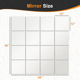 Delma Home Gym Mirrors, 12'' x 12'' Glass Mirror Tiles (16 PCS), Square Large Wall Mirror for Home Gym, Bedroom, Door,Bathroom, Frameless Mirror Sets