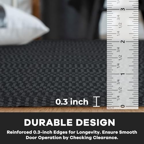 KOZYFLY 2x8 Runner Rug, Washable Non Slip Kitchen Hallway Rug, Black/Grey