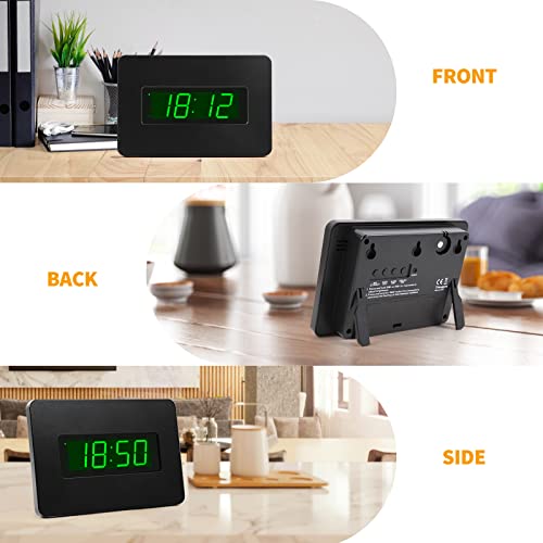 Digital Wall Clock Battery Operated with LED Display, Wall Clock with Backlight, Table-top, Alarm, Brightness Adjustable,12/24Hr