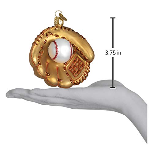 Old World Christmas Baseball Mitt Glass Blown Ornament for Christmas Tree, Handcrafted Holiday Decoration, Sport Collection