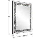 Ruomeng Rectangular Wall Mirror, 16" x 20", Crystal Crush Diamond, Bathroom, Entryway & Bedroom