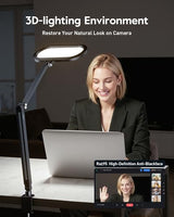 LED Desk Lamp for Home Office, Eye-Care Dual-Side Desk Light with Clamp and Stepless Knob Remote, 50 Lighting Modes, Memory, Adjustable Arm Clamp on Light for Video Conference, Zoom Call, Study