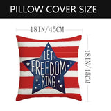 4th of July Pillow Covers 18x18 Inch,Set of 4 Red White Blue Summer Outdoor Throw Patriotic Pillow Covers,USA Flag Linen Fourth of July Independence Memorial Day Cushion Case for Sofa Couch Decor