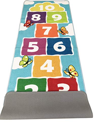 Hopscotch Rug Kids Rugs Classroom Rug Playroom Decor Non Slip Children's Carpet for Boys & Girls Best Shower Gift (70.8 x 26 inch)