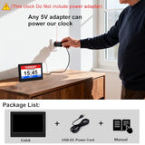 (No Power Adapter Alarm Clock with Day and Date for Elderly 7inch Digital Calendar Clock Photo Frame- Auto Dimmable Display 15 Alarm Options, Clock with Non-Abbreviated Day & Month