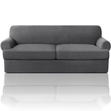 PrinceDeco 3 Pieces Loveseat Slipcover Bundle T Cushion Seat Couch Covers, Grey