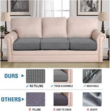 H.VERSAILTEX Super Stretch Individual Seat Cushion Covers Sofa Covers Couch Cushion Cover Slipcover Sets Thick Jacquard Textured Twill Fabric (3 Piece Sofa Cushion Covers, Grey)